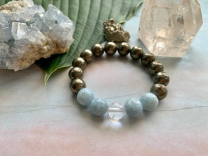 Awaken and Make Your Dreams a Reality with Pyrite Celestite Quartz Gemstone Bracelet