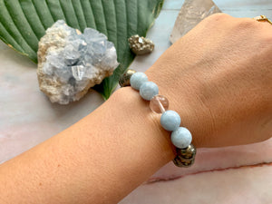 Awaken and Make Your Dreams a Reality with Pyrite Celestite Quartz Gemstone Bracelet