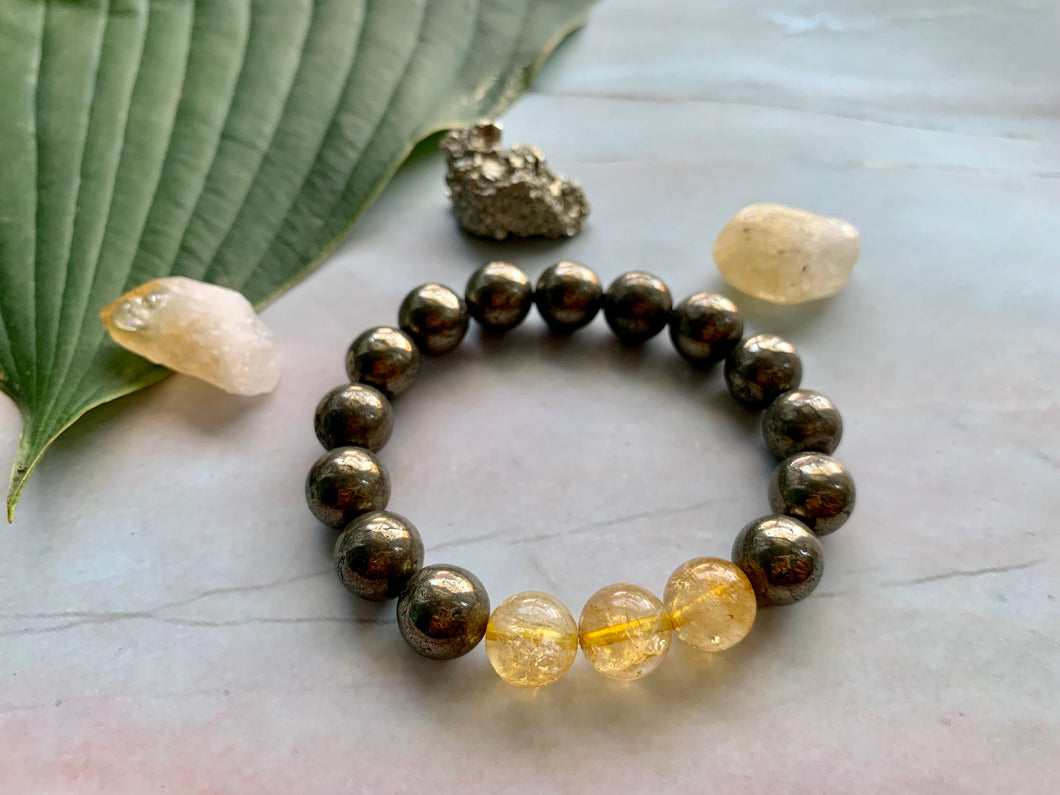 Pyrite and Citrine Gemstone Healing Crystal Bracelet – Moana Treasures