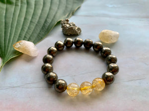 Pyrite and Citrine Gemstone Healing Crystal Bracelet