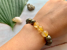 Load image into Gallery viewer, Pyrite and Citrine Gemstone Healing Crystal Bracelet
