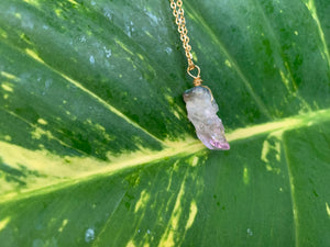 Raw Amethyst Gemstone Healing Crystal Gold Filled Pendant Necklace 0.2