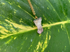 Raw Amethyst Gemstone Healing Crystal Gold Filled Pendant Necklace 0.2