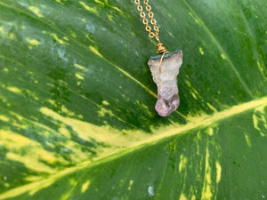 Raw Amethyst Gemstone Healing Crystal Gold Filled Pendant Necklace 0.2