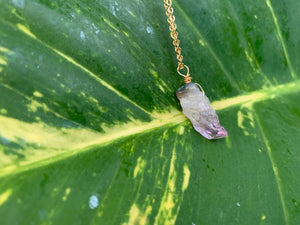 Raw Amethyst Gemstone Healing Crystal Gold Filled Pendant Necklace 0.2