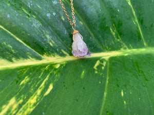 Raw Amethyst Gemstone Healing Crystal Gold Filled Pendant Necklace 0.3