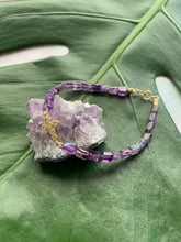 Load image into Gallery viewer, Amethyst Healing Crystal Gemstone Gold Cross Charm Bracelet