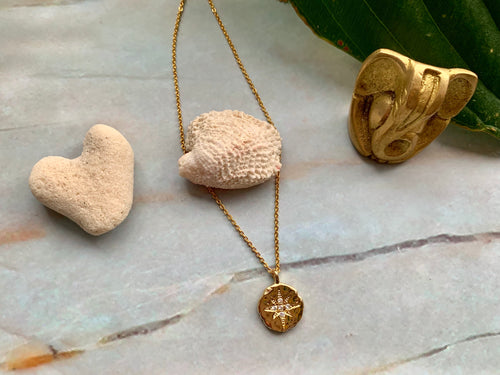 Gold CZ Stardust Charm Gold Necklace