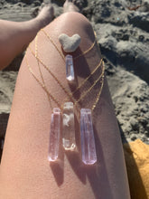 Load image into Gallery viewer, Raw Lavender Kunzite Gemstone Healing Crystal Gold Filled Pendant Necklace