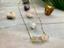 Load image into Gallery viewer, Multi-Gem: Citrine, Purple Amethyst, Quartz, Rose Quartz Gold Plated Necklace