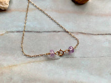 Load image into Gallery viewer, Dainty 3 Amethyst Healing Crystal Gemstones Gold Filled Necklace