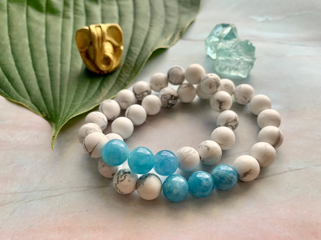 Aquamarine & Large Herkimer Diamond Healing Crystal Gemstone Bracelet –  Moana Treasures