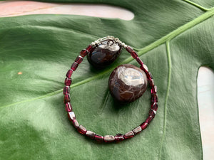 Garnet Healing Crystal Gemstone Beads Silver Bracelet