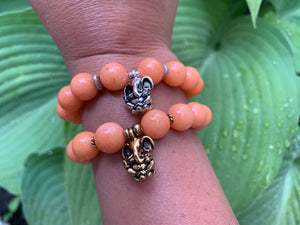 Ganesh Remover of Obstacles Orange Jade Gemstone Bracelet