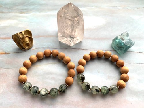 Prehnite & Sandalwood Healing Crystal Beads Bracelet