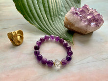 Load image into Gallery viewer, Amethyst and Herkimer Diamond Healing Crystal Bracelet