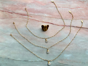 Moonstone Healing Crystal Gold Filled Heart Choker Necklace