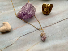 Load image into Gallery viewer, Raw Amethyst Gemstone Healing Crystal Gold Filled Pendant Necklace 0.6
