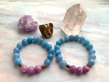 Load image into Gallery viewer, Aquamarine &amp; Lepidolite Healing Crystal Beads Bracelet