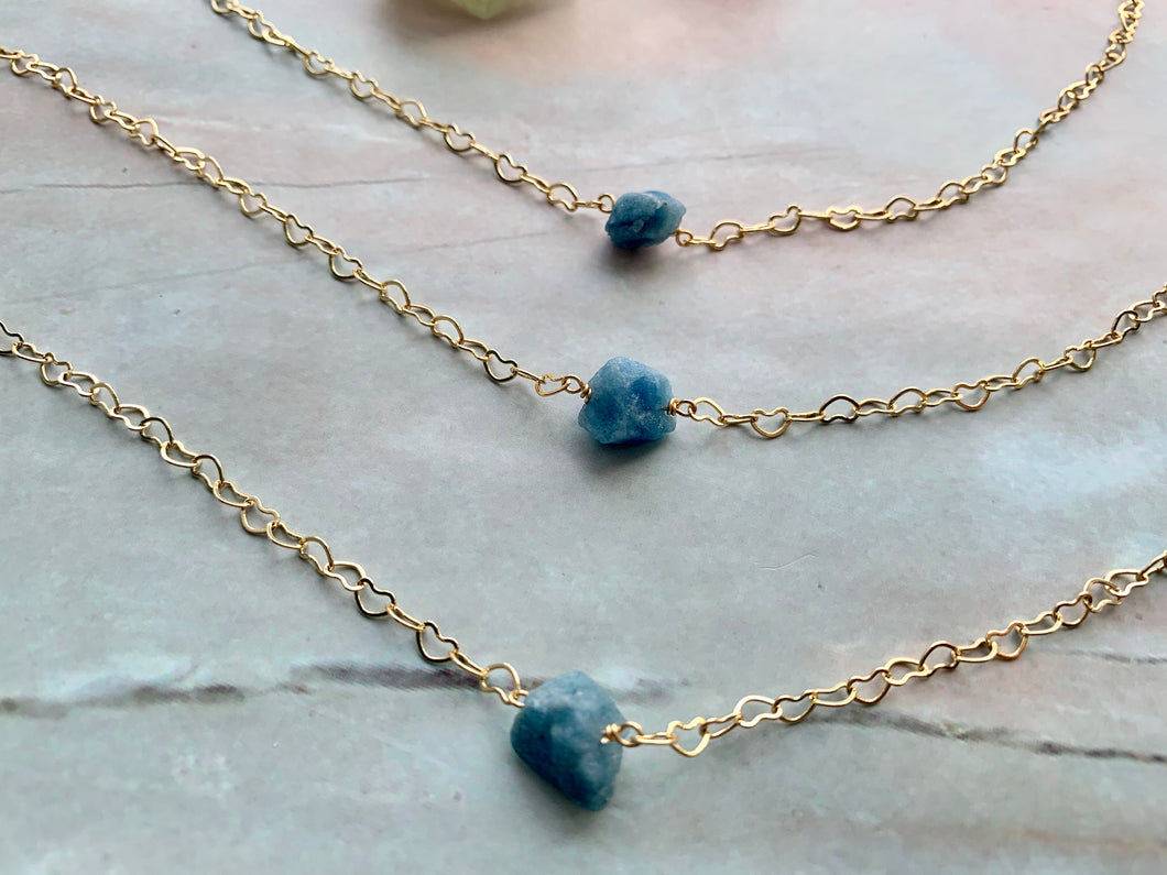 Raw Amethyst Gemstone Healing Crystal Gold Filled Heart Choker Necklace