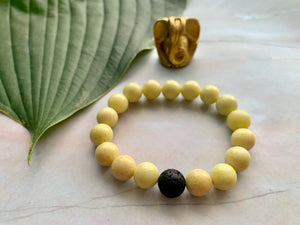 Yellow Jasper Healing Crystal & Lava Bead Bracelet