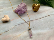 Load image into Gallery viewer, Raw Amethyst Gemstone Healing Crystal Gold Filled Pendant Necklace 0.2
