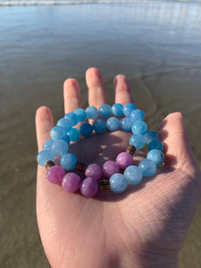 Aquamarine & Lepidolite Healing Crystal Beads Bracelet