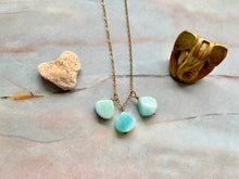 Load image into Gallery viewer, Dainty 3 Blue Peruvian Opal Gemstones Gold Filled Necklace
