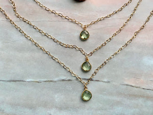 Green Amethyst Healing Crystal Gold Filled Heart Choker Necklace