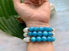 Load image into Gallery viewer, Raw Kunzite Dark Aquamarine Moonstone Peridot Healing Crystal Bracelet