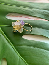 Load image into Gallery viewer, Multi-Gem: Citrine, Purple Amethyst, Quartz, Rose Quartz, Herkimer Diamond Statement 6.5 Ring
