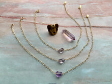 Load image into Gallery viewer, Amethyst Gemstone Healing Crystal Gold Filled Heart Choker Necklace