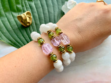Load image into Gallery viewer, Raw Kunzite Dark Aquamarine Moonstone Peridot Healing Crystal Bracelet