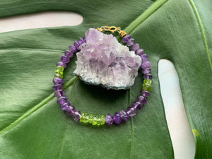 Amethyst & Peridot Healing Crystal Gemstone Bracelet