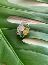 Load image into Gallery viewer, Multi-Gem: Citrine, Purple Amethyst, Quartz, Rose Quartz, Herkimer Diamond Statement 6.5 Ring