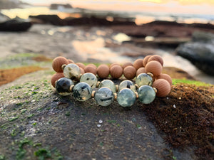 Prehnite & Sandalwood Healing Crystal Beads Bracelet