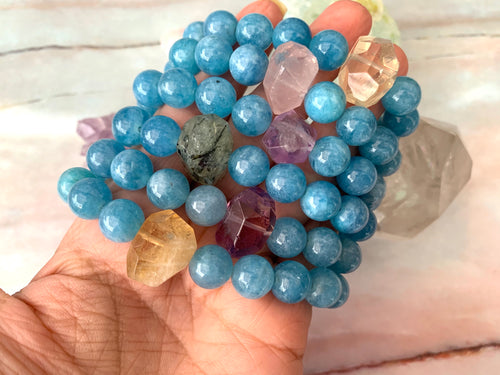 Aquamarine & Healing Gemstone Crystal Bracelet