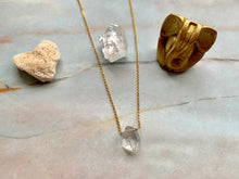 Load image into Gallery viewer, Double Terminated Herkimer Diamond Healing Crystal Gold Necklace 0.4