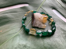 Load image into Gallery viewer, Green Strawberry Quartz Healing Crystal Gemstone Beads Gold Bracelet