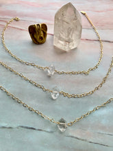 Load image into Gallery viewer, Raw Herkimer Diamond Gemstone Healing Crystal Gold Filled Heart Choker Necklace