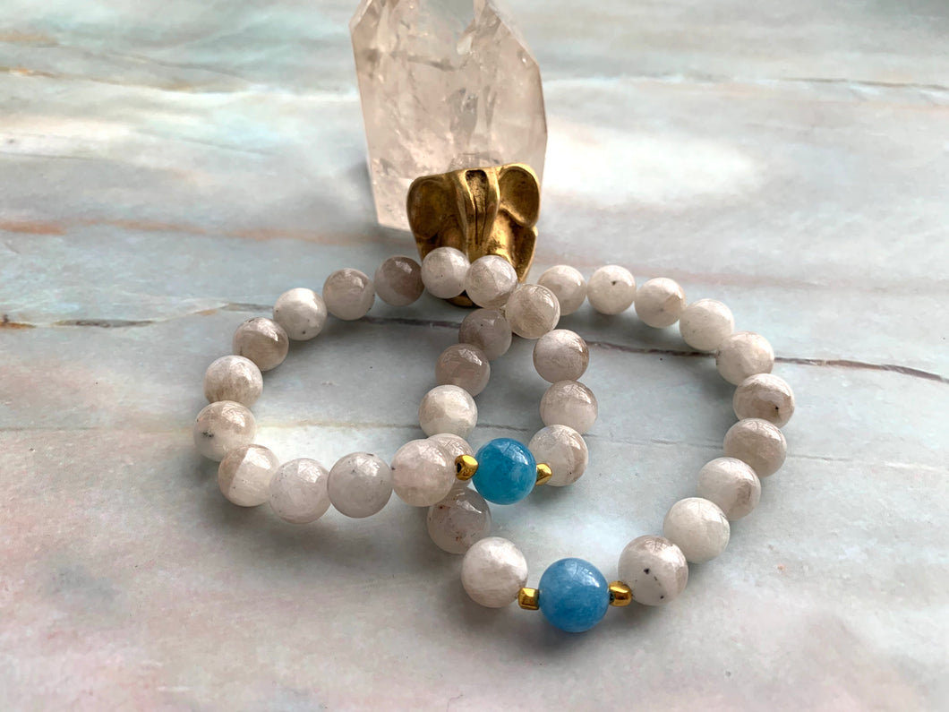 Moonstone and Aquamarine Healing Crystal Bracelet