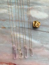 Load image into Gallery viewer, Raw Lavender Kunzite Gemstone Healing Crystal Gold Filled Pendant Necklace