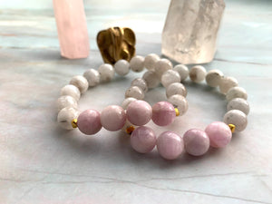 Moonstone and Kunzite Healing Crystal Bracelet