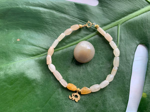 Yellow Quartz Gemstone Gold Elephant Charm Bracelet