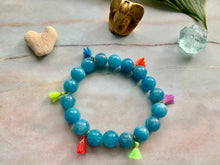 Load image into Gallery viewer, Aquamarine Healing Crystal Gemstone &amp; Super Tiny Tassels Bracelet
