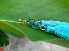 Load image into Gallery viewer, Light Blue Tassel Blue Topaz Statement Dangle Earrings