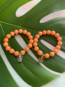 Ganesh Remover of Obstacles Orange Jade Gemstone Bracelet