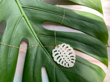 Load image into Gallery viewer, Mother of Pearl Tropical Leaf Statement Necklace
