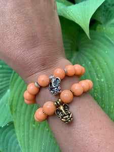 Ganesh Remover of Obstacles Orange Jade Gemstone Bracelet