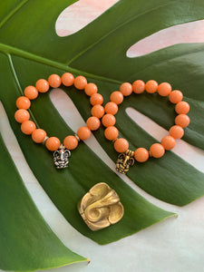 Ganesh Remover of Obstacles Orange Jade Gemstone Bracelet